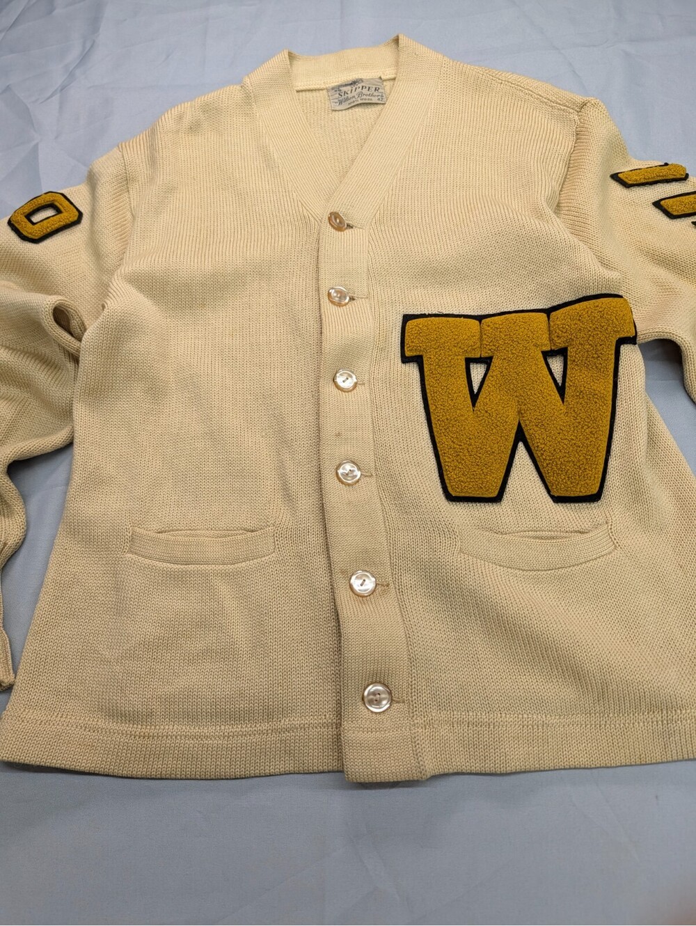 Skipper Wilson Bros Vintage Letterman Knit Cardigan Wool 42